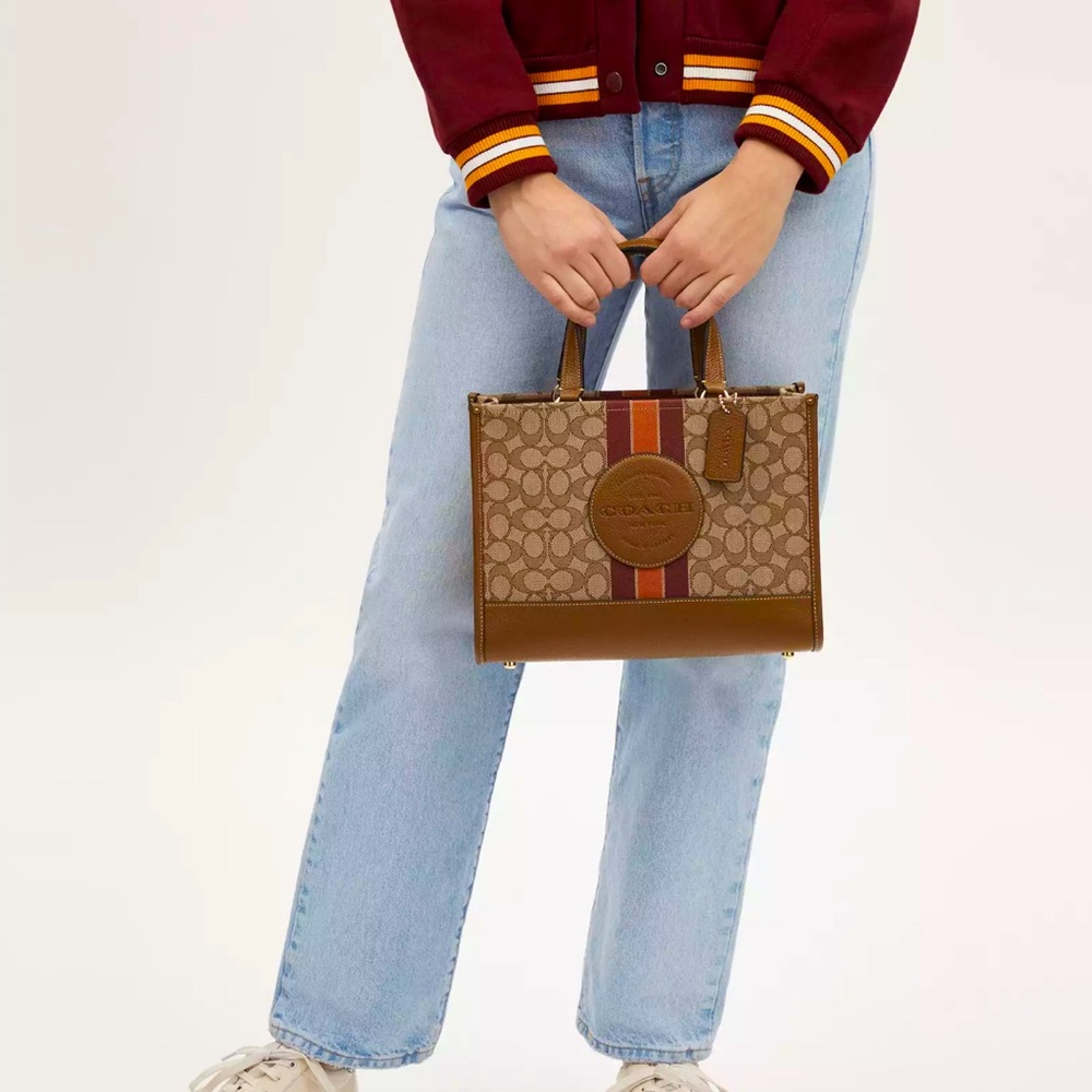 Dempsey Carryall Bag In Signature Jacquard With Stripe And Coach Patch